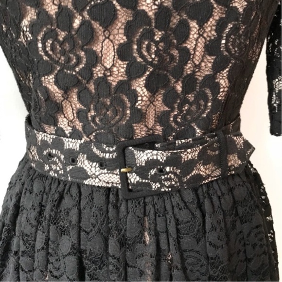 Rachel Zoe Black Lace Dress with Belt & Scoop Back - Size 4 - Picture 4 of 7